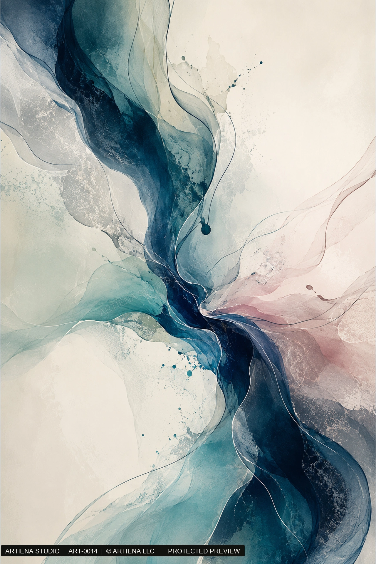 Confluence in Blue by Artiena Studio, crisp protected artwork preview